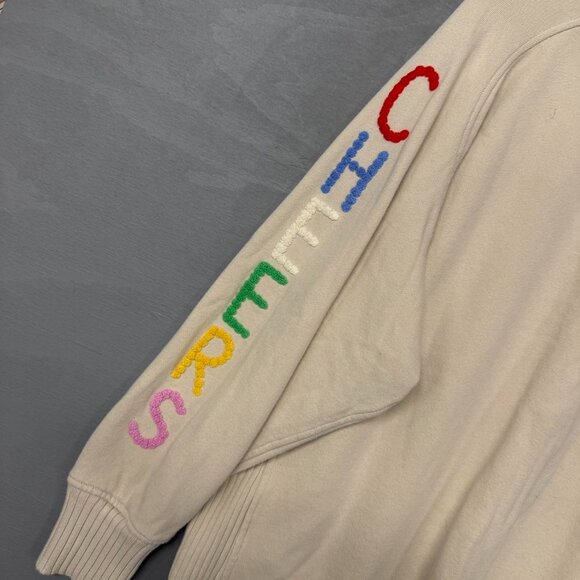 Aerie Cute Pleated Sleeve Crewneck Sweatshirt Cream Oversized Medium - Picture 4 of 5